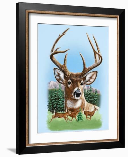 Whitetail Deer Montage Spring-William Vanderdasson-Framed Giclee Print