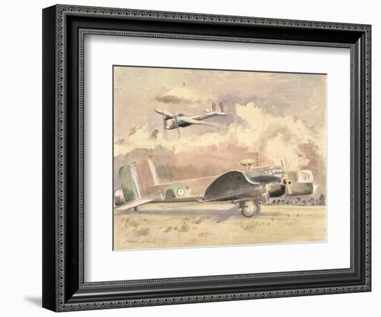 Whitley Bombers Sunning, 1940 (W/C on Paper)-Paul Nash-Framed Giclee Print