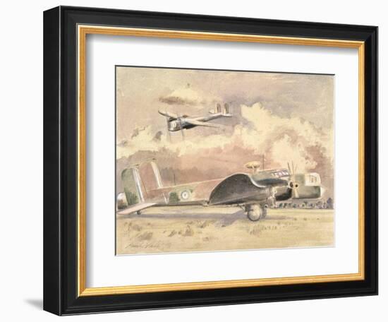 Whitley Bombers Sunning, 1940 (W/C on Paper)-Paul Nash-Framed Giclee Print