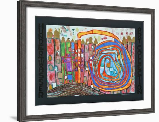 WHO HAS EATEN ALL MY WINDOWS , 1966-Friedensreich Hundertwasser-Framed Art Print