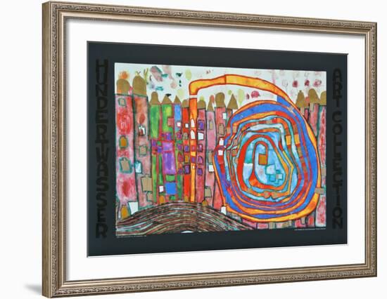 WHO HAS EATEN ALL MY WINDOWS , 1966-Friedensreich Hundertwasser-Framed Art Print