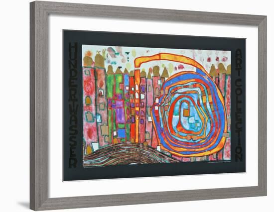 WHO HAS EATEN ALL MY WINDOWS , 1966-Friedensreich Hundertwasser-Framed Art Print