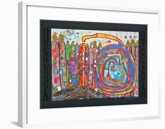 WHO HAS EATEN ALL MY WINDOWS , 1966-Friedensreich Hundertwasser-Framed Art Print