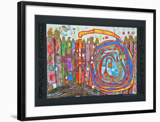 WHO HAS EATEN ALL MY WINDOWS , 1966-Friedensreich Hundertwasser-Framed Art Print