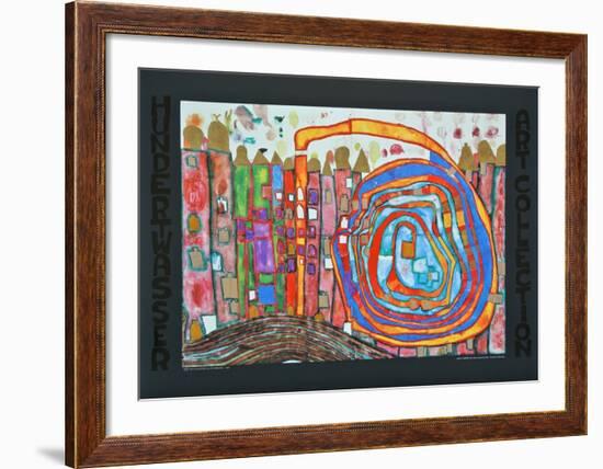 WHO HAS EATEN ALL MY WINDOWS , 1966-Friedensreich Hundertwasser-Framed Art Print