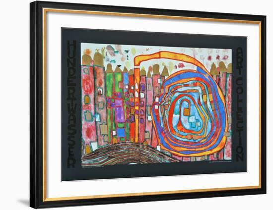 WHO HAS EATEN ALL MY WINDOWS , 1966-Friedensreich Hundertwasser-Framed Art Print