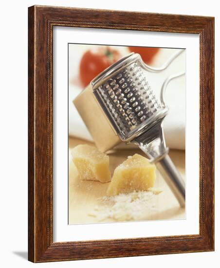 Whole and Grated Parmesan Cheese, Grater-Alena Hrbkova-Framed Photographic Print