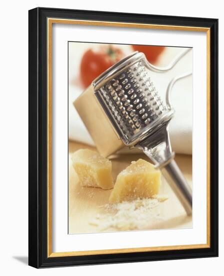 Whole and Grated Parmesan Cheese, Grater-Alena Hrbkova-Framed Photographic Print