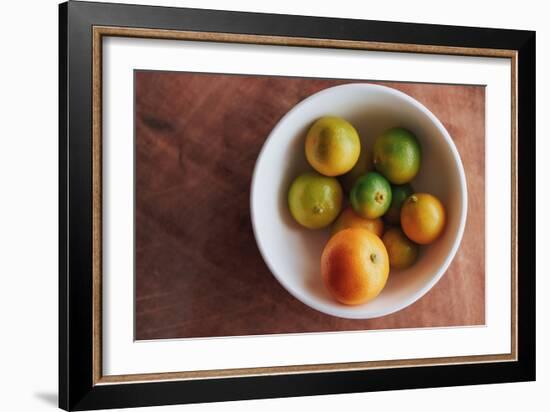 Whole Calamansi Fruit, A Citrus Associated With Filipino Cooking Shown On A Rustic Background-Shea Evans-Framed Photographic Print