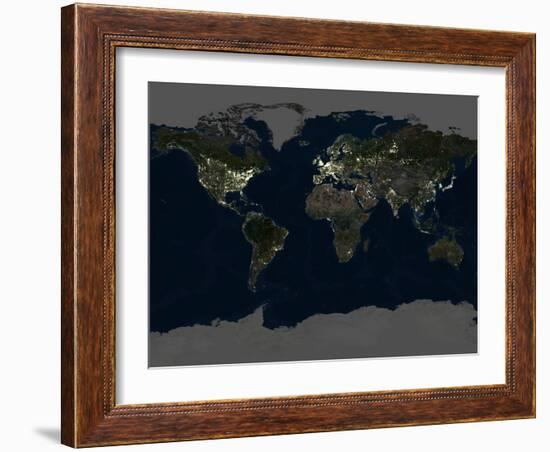 Whole Earth At Night, Satellite Image-PLANETOBSERVER-Framed Premium Photographic Print