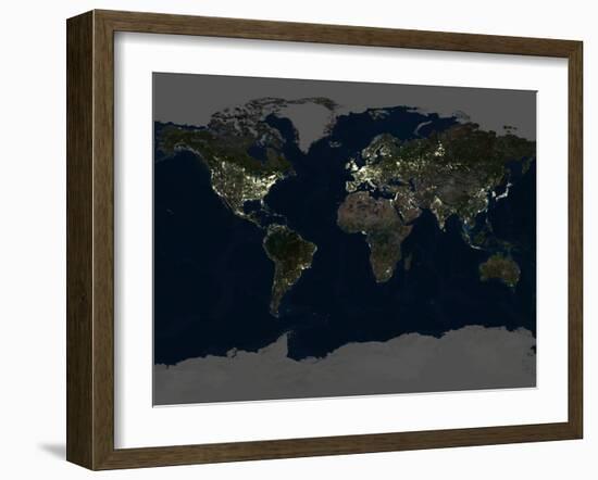 Whole Earth At Night, Satellite Image-PLANETOBSERVER-Framed Photographic Print