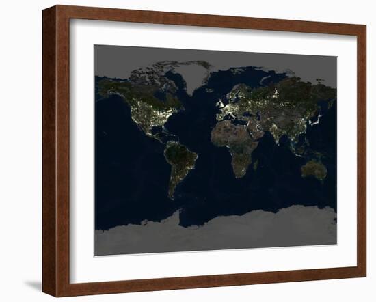 Whole Earth At Night, Satellite Image-PLANETOBSERVER-Framed Photographic Print