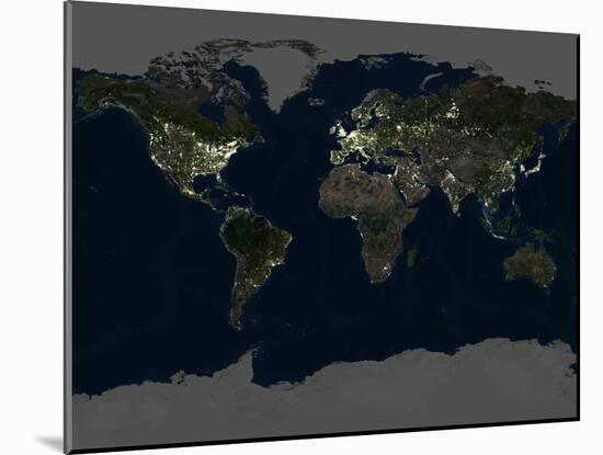 Whole Earth At Night, Satellite Image-PLANETOBSERVER-Mounted Photographic Print
