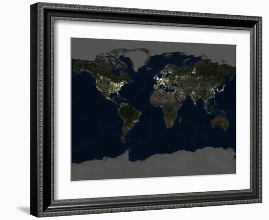 Whole Earth At Night, Satellite Image-PLANETOBSERVER-Framed Photographic Print