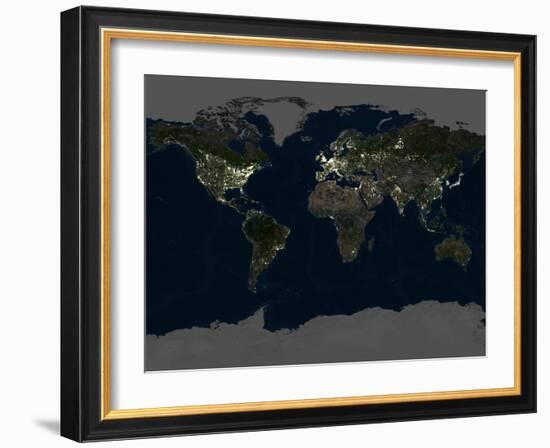 Whole Earth At Night, Satellite Image-PLANETOBSERVER-Framed Photographic Print