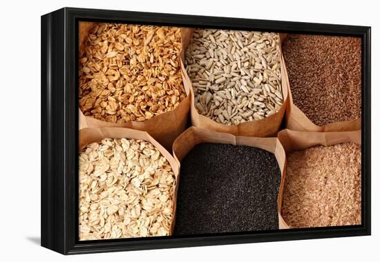 Whole Grains, Oats, Flax, Poppy, Wheatgerm, Granola, Sunflower Seeds.-Hannamariah-Framed Premier Image Canvas