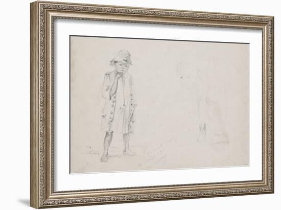 Whole-Length Study of a Small Boy with Faint Studies of His Face and His Left Leg Seen from the Bac-Camille Pissarro-Framed Giclee Print