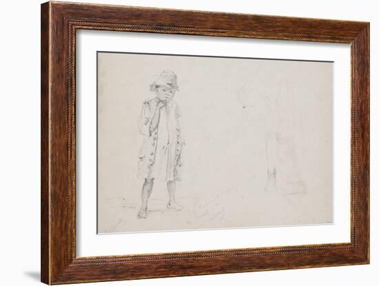 Whole-Length Study of a Small Boy with Faint Studies of His Face and His Left Leg Seen from the Bac-Camille Pissarro-Framed Giclee Print