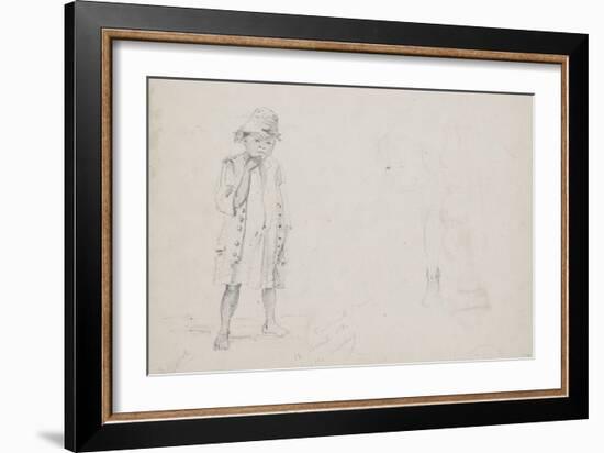 Whole-Length Study of a Small Boy with Faint Studies of His Face and His Left Leg Seen from the Bac-Camille Pissarro-Framed Giclee Print