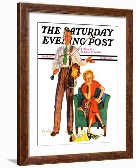 "Whose Vacation?," Saturday Evening Post Cover, July 25, 1936-R.J. Cavaliere-Framed Giclee Print