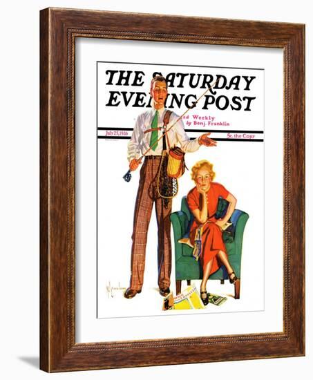 "Whose Vacation?," Saturday Evening Post Cover, July 25, 1936-R.J. Cavaliere-Framed Giclee Print