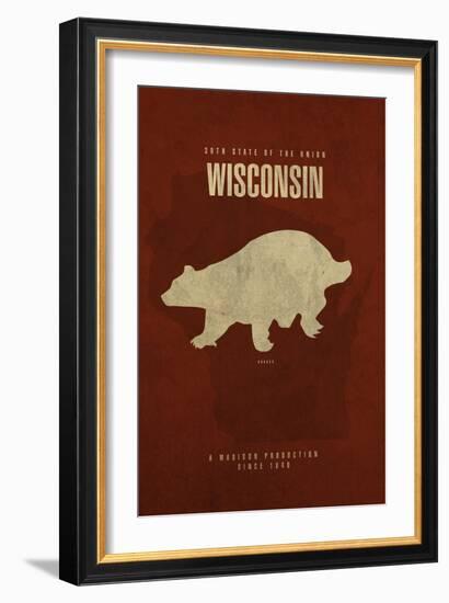 WI State Minimalist Posters-Red Atlas Designs-Framed Giclee Print