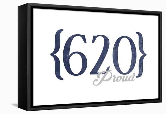 Wichita Falls, Texas - 620 Area Code (Blue)-Lantern Press-Framed Stretched Canvas