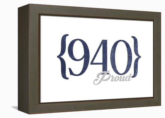 Wichita Falls, Texas - 940 Area Code (Blue)-Lantern Press-Framed Stretched Canvas