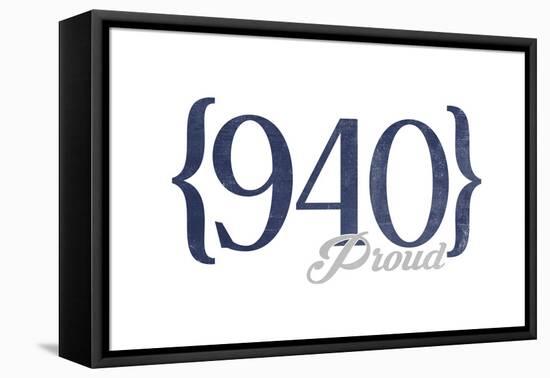 Wichita Falls, Texas - 940 Area Code (Blue)-Lantern Press-Framed Stretched Canvas