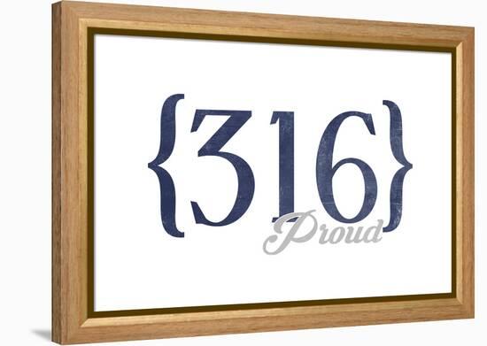 Wichita, Kansas - 316 Area Code (Blue)-Lantern Press-Framed Stretched Canvas