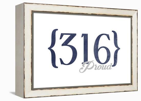 Wichita, Kansas - 316 Area Code (Blue)-Lantern Press-Framed Stretched Canvas