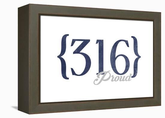 Wichita, Kansas - 316 Area Code (Blue)-Lantern Press-Framed Stretched Canvas