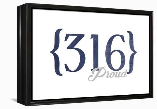 Wichita, Kansas - 316 Area Code (Blue)-Lantern Press-Framed Stretched Canvas