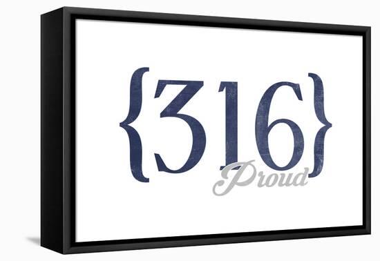 Wichita, Kansas - 316 Area Code (Blue)-Lantern Press-Framed Stretched Canvas