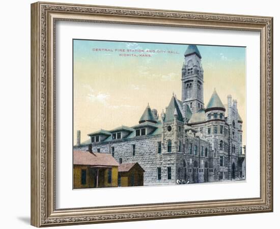 Wichita, Kansas - Central Fire Station and City Hall Exterior View-Lantern Press-Framed Art Print