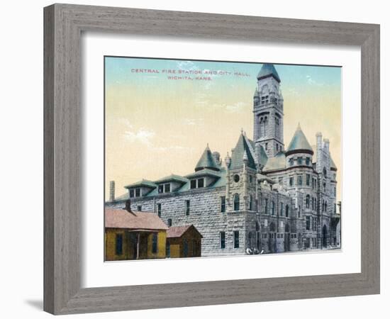 Wichita, Kansas - Central Fire Station and City Hall Exterior View-Lantern Press-Framed Art Print