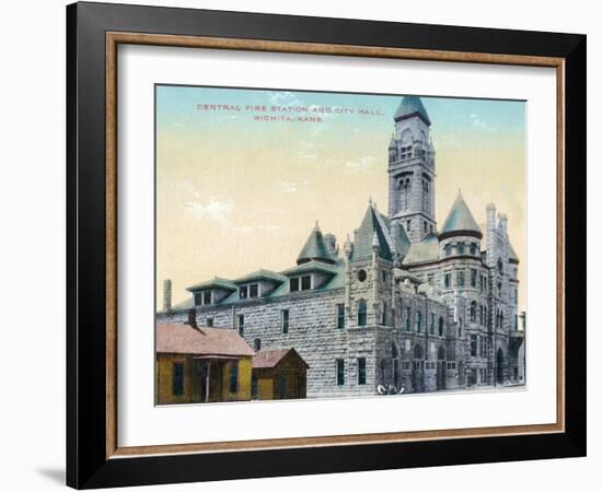 Wichita, Kansas - Central Fire Station and City Hall Exterior View-Lantern Press-Framed Art Print