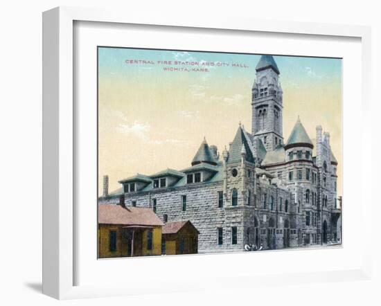 Wichita, Kansas - Central Fire Station and City Hall Exterior View-Lantern Press-Framed Art Print