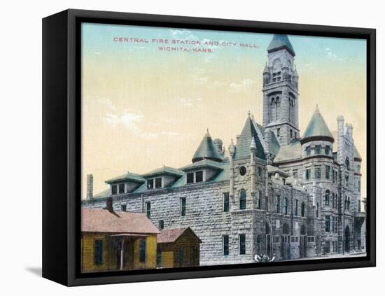 Wichita, Kansas - Central Fire Station and City Hall Exterior View-Lantern Press-Framed Stretched Canvas