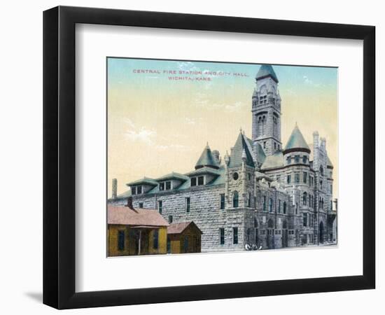 Wichita, Kansas - Central Fire Station and City Hall Exterior View-Lantern Press-Framed Art Print