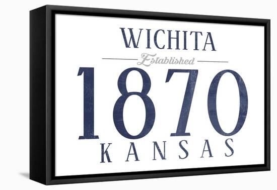 Wichita, Kansas - Established Date (Blue)-Lantern Press-Framed Stretched Canvas