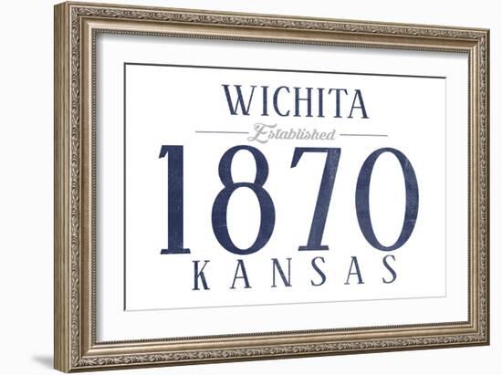 Wichita, Kansas - Established Date (Blue)-Lantern Press-Framed Art Print