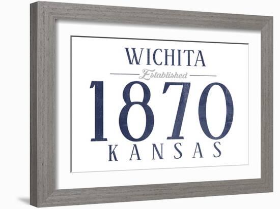 Wichita, Kansas - Established Date (Blue)-Lantern Press-Framed Art Print