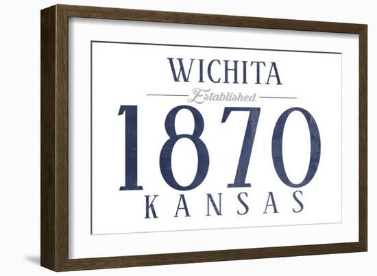 Wichita, Kansas - Established Date (Blue)-Lantern Press-Framed Art Print