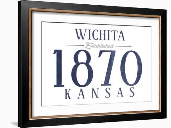 Wichita, Kansas - Established Date (Blue)-Lantern Press-Framed Art Print