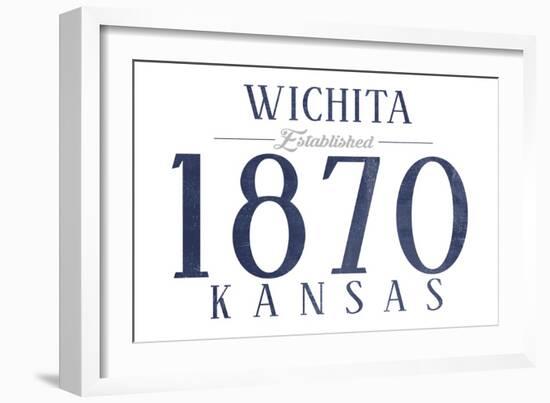 Wichita, Kansas - Established Date (Blue)-Lantern Press-Framed Art Print