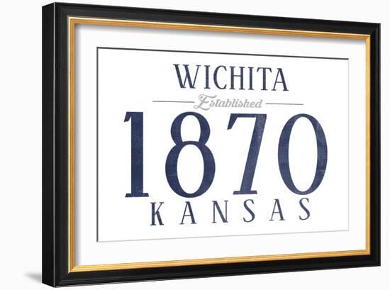 Wichita, Kansas - Established Date (Blue)-Lantern Press-Framed Art Print