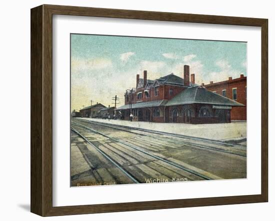 Wichita, Kansas - Exterior View of Rock Island Train Depot-Lantern Press-Framed Art Print