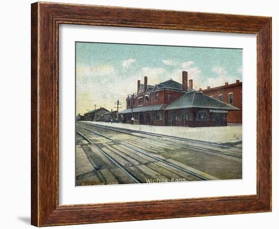 Wichita, Kansas - Exterior View of Rock Island Train Depot-Lantern Press-Framed Art Print