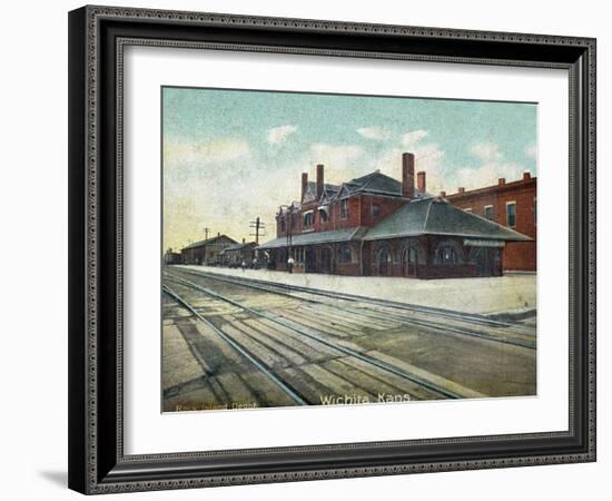 Wichita, Kansas - Exterior View of Rock Island Train Depot-Lantern Press-Framed Art Print